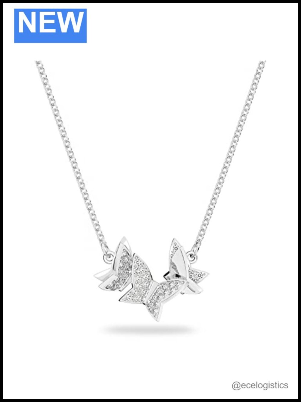 Swarovski Lilia Crystal Butterfly Necklace Adjustable Rhodium Plated